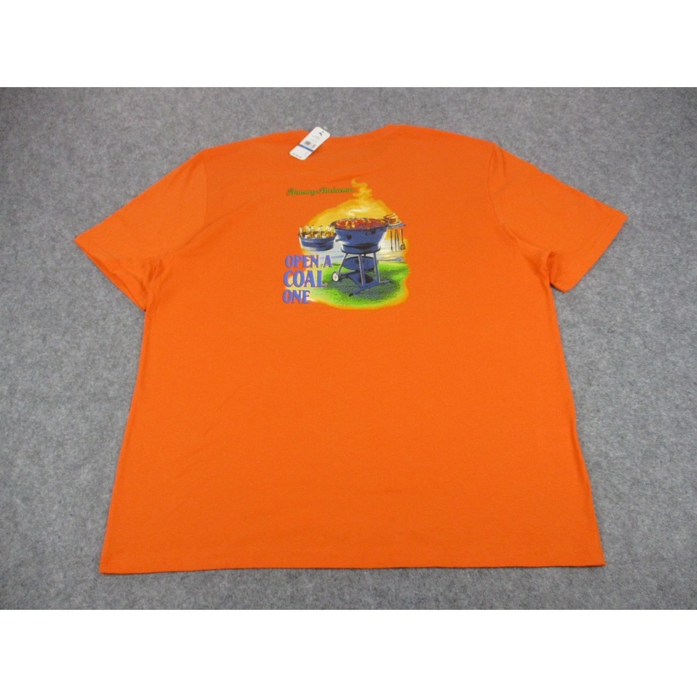 Tommy Bahama Shirt Mens Extra Large Orange BBQ Grill Graphic‎ Open A Coal One